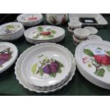 Portmeirion Pomana table ware: 33 pieces including flan dishes & a bowl, together with 6 silver