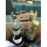 7 bottles of various wines & spirits. Estimate £20-30.