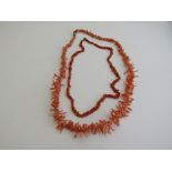 2 angel skin coral necklaces. Estimate £20-30.