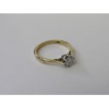 9ct gold solitaire diamond ring, size M 1/2, weight 2.2gms. Estimate £75-100.
