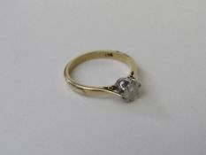 9ct gold solitaire diamond ring, size M 1/2, weight 2.2gms. Estimate £75-100.