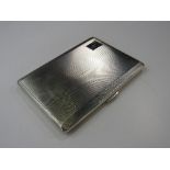 Engine turned silver cigarette case, Birmingham 1961, initials RLS, 5.2ozt. Estimate £40-60.