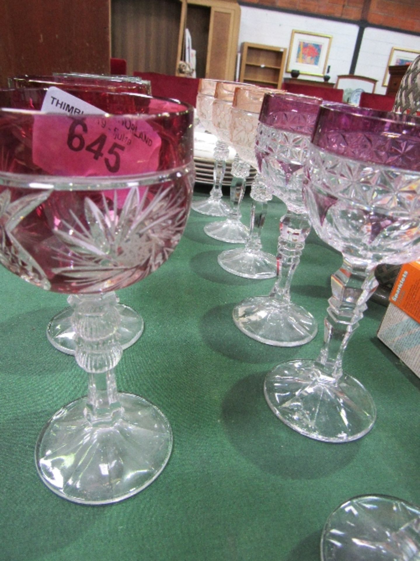 3 sets of 3 + 1 set of 2 Bohemian hock glasses by Nachtmann. Estimate £60-80. - Image 3 of 3