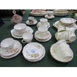 2 part tea sets & other assorted table ware & a ruby & clear glass lidded glass jar. Estimate £10-