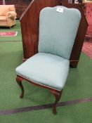 Green upholstered side chair. Estimate £20-40.