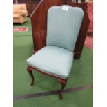 Green upholstered side chair. Estimate £20-40.