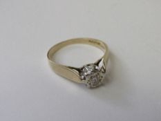 9ct gold & diamond solitaire ring, size N, weight 2.1gms. Estimate £150-180.