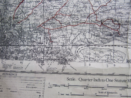 WWII Ordnance Survey Secret Map, Military edition detailing East Anglia & where military law would - Image 3 of 3