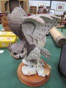 2 Franklin Mint hand-painted figures 'Grizzly' & 'great Horned Owl'.