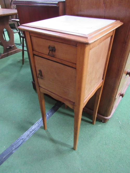 French pot cupboard with marble top & inside, 39cms x 39cms x 85cms. Estimate £20-30.