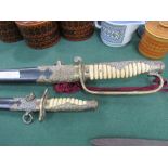 Ceremonial naval sword & dagger. Estimate £30-50.