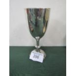 Hallmarked silver presentation cup by Walker & Hall, not engraved, height 21cms, weight 230gms.