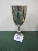 Hallmarked silver presentation cup by Walker & Hall, not engraved, height 21cms, weight 230gms.