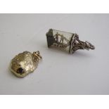 Gold plated Geode pendant/charm & a ship in a bottle silver charm. Estimate £10-20.