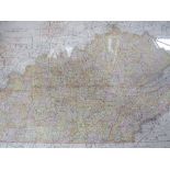 Gilt framed & glazed map of Kentucky & Tennessee, USA. Estimate £10-20.