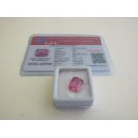 Natural pink emerald cut loose sapphire, weight 7.27ct with certificate. Estimate £50-70.