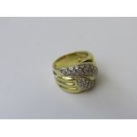 18ct gold & diamond double snake ring, size J, weight 10.9gms. Estimate £500-600.