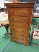 Cherry wood tall chest of 6 drawers including a sheet music drawer, 78cms x 45cms x 136cms. Estimate