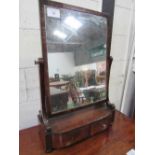 Mahogany dressing mirror with 2 drawers to base, a/f. Estimate £40-50.