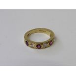 18ct gold, diamond & ruby ring, size M, weight 6.1gms. Estimate £400-500.