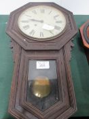 Drop dial pendulum wall clock. Estimate £20-30.