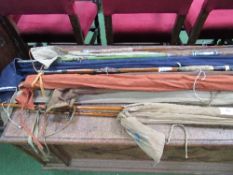 Qty of fishing rods, some split cane including a 'Grays Inn Deluxe rod' by J Peek & Son Ltd.