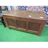 Oak panel chest, 116cms x 50cms x 60cms. Estimate £70-100.