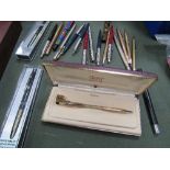 Collection of 21 pens including Parker & Cross together with sterling silver & gold plated pens.