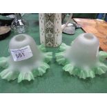 A pair of green glass Christopher Wray lamp shades & an Imperial semi-porcelain Memento of The Great