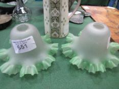 A pair of green glass Christopher Wray lamp shades & an Imperial semi-porcelain Memento of The Great