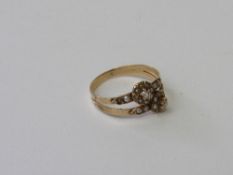 18ct gold (tested), diamond & seed pearl ring, size N, weight 2gms. Estimate £125-150.
