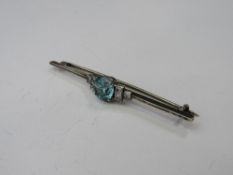 Platinum (tested) & blue zircon & white stone Art Deco style brooch. Estimate £20-30.