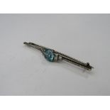 Platinum (tested) & blue zircon & white stone Art Deco style brooch. Estimate £20-30.