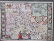 Framed & glazed print of a map of Oxford. Estimate £5-10.