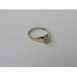 9ct gold solitaire ring, size K, weight 1.6gms. Estimate £60-80.
