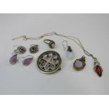 Qty of hallmarked silver jewellery including a Celtic brooch, earrings & pendant together with a