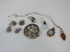Qty of hallmarked silver jewellery including a Celtic brooch, earrings & pendant together with a