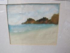 Limited edition framed & glazed religious print & unframed watercolour of coastal scene. Estimate £