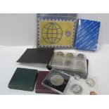 Stamps of the World & a qty of World coins, crowns & 1965 proof set from Canada, includes a silver