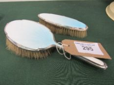 Harrods silver & pale blue enamel backed hair & clothes brushes. Estimate £30-40.