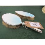 Harrods silver & pale blue enamel backed hair & clothes brushes. Estimate £30-40.