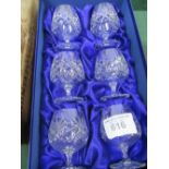 6 Royal Doulton cut glass brandy balloons. Estimate £20-40.