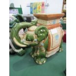 Ceramic elephant ornament or seat. Estimate £20-30.