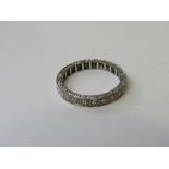 18ct white gold eternity ring, 1/2 set with diamonds, size P, weight 4.9gms. Estimate £350-400.