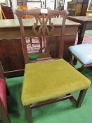 Chippendale style low dining chair. Estimate £10-20.