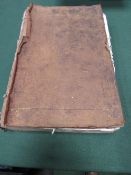 Leather bound folio size book 'Ciceronis Opera' by Peter Victori, published Paris, 1539, text in