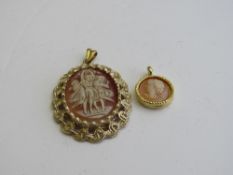 2 cameo pendants. Estimate £10-20.