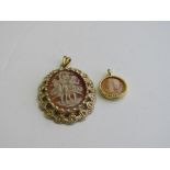 2 cameo pendants. Estimate £10-20.