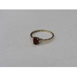 9ct gold ruby ring, size N, weight 1gm. Estimate £20-30.
