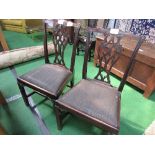 4 Chippendale-style dining chairs with drop-in seats. Estimate £40-50.